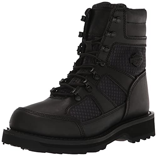 HARLEY-DAVIDSON FOOTWEAR Lensfield Botas de motocicleta de encaje de 7 pulgadas para hombre, Negro -, 39.5 EU