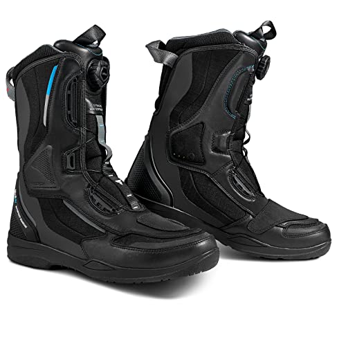 SHIMA STRATO LADY WP, Impermeables Botas Moto Mujeres, Transpirables, Reforzadas, Ligeras Botas de Moto Adventure Touring con Sistema de Cierre Rápido ATOP, Protección de Tobillos, Negro, 39 EU