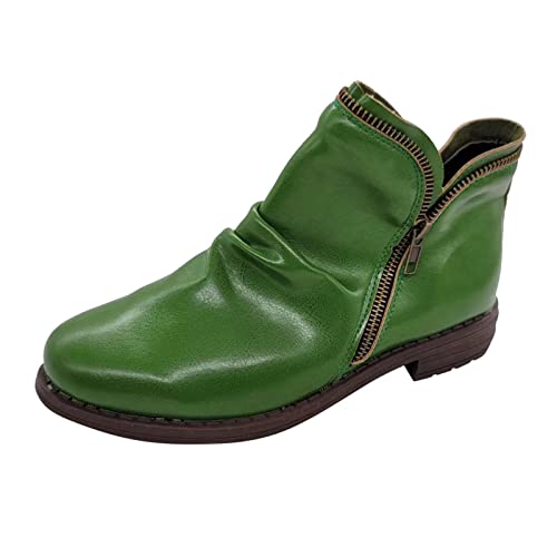 Dasongff Botas cortas romanas para mujer con tacones cuadrados Botas de moto botines de tacón grueso Botas indias con flecos para mujer, botas de montar marrón, botas de invierno baratas Chelsea,