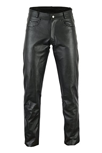 Bikers Gear Australia Pantalones Vaqueros de Cuero Suave para Hombre, de Estilo Rock and Roll, cómodos, Hechos de Cuero de Primera Calidad para un Ajuste cómodo, Color Negro, Talla M