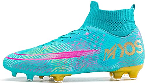 IFIKK Zapatos de Fútbol Hombre Niños Spike Aire Libre Profesionales Atletismo Training Botas de Fútbol Ligero Tacos Fútbol Zapatos de Deporte Unisex Niños (Verde Amarillo, 39)