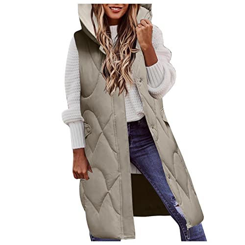 Dasongff Chaleco Sin Mangas Mujer Otoño Chaqueta Legere Mujer Caliente Abrigos Mujer Largos Media Temporada Chaqueta Mujer Legere Negra Mediados Larga Chaqueta Moto Gran Talla Cárdigan Largo Otoño,