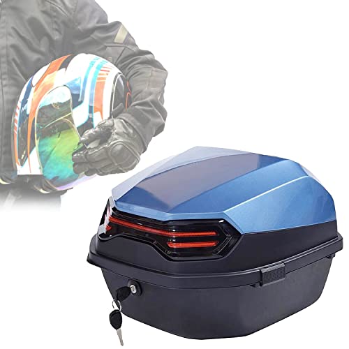 Baúl Moto, 35L Baúl De Universal para Moto, Maletero De Moto para Almacenamiento Casco. Caja De Motocicleta con Cerradura De Seguridad (Color : Blue)