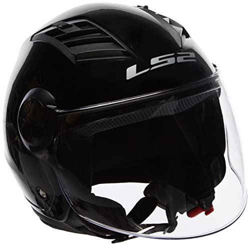 LS2, Casco jet moto Airflow, M, Patente Negro