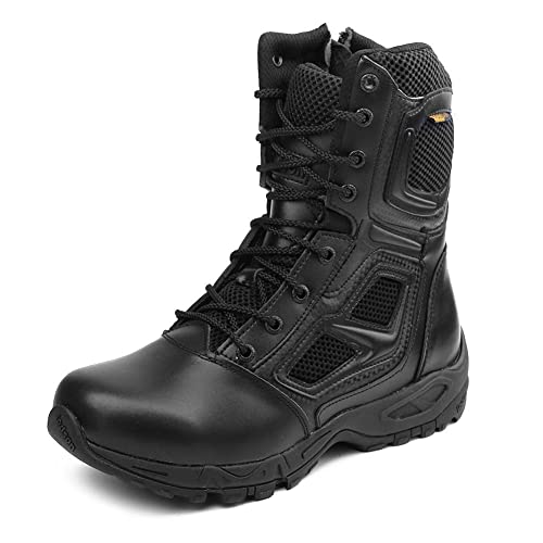 IODSON Zapatos de Hombre Botas/Botas de Combate/Botas Tácticas Ultra-Ligero Antideslizante Tela de Cuero Verdadero Transpirable JR-631 42 EU