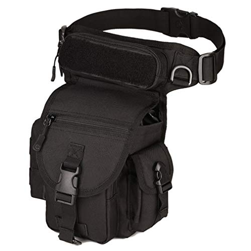 Bolso Hombre Pierna Militar táctico Impermeable de Nylon Paseo al Aire Libre Bolso de la Gota de la Gota de la Motocicleta Que Monta Multiusos Fanny cinturón de la Cadera Paquete de Bum Negro