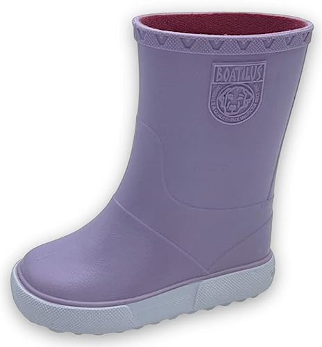 Boatilus Nautic, Botas de Agua, botas de lluvia para niños, botas de jardín - 100% impermeable, goma perfumada, antideslizante - LILA - talla 28