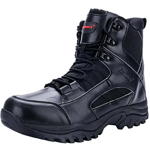 Ansbowey Botas Militares Tacticas Hombre Mujer Alta Botas para Senderismo/Montaña/Trekking/Policiales Patrulla/Moto con YKK Cremallera Lateral Color Negro Talla 39 EU