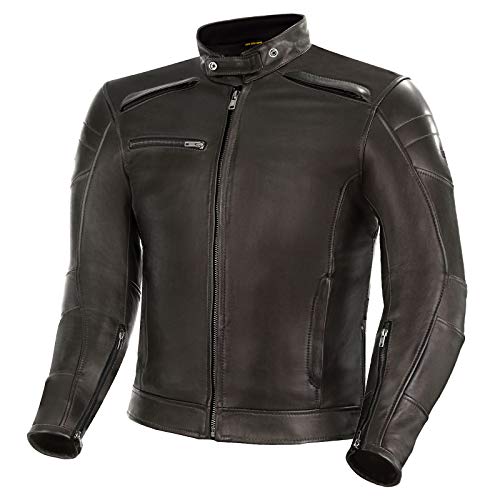 Shima BLAKE Chaqueta Moto Hombre - Cazadora moto hombre de cuero premium ventilado con CE espalda, hombros, codos protecciones, reforzado costuras dobles (Marrón, L)