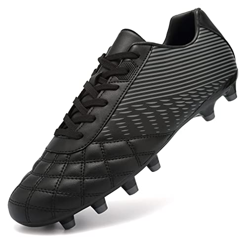 ASOCO DREAM Zapatillas de Fútbol Hombre Spike Aire Libre Atletismo Training Calzado de Fútbol Profesionales Zapatos de Deporte de Fútbol,Negro Gris,40 EU