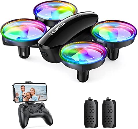 TOMZON Mini Drone con Cámara para Niños, 1080P Dron con Luz LED, 3D Flips, Modo sin Cabeza, Estabilización de Altitud, 3 Velocidades, Vuelo Circular, Juguete de Drone para Principiantes