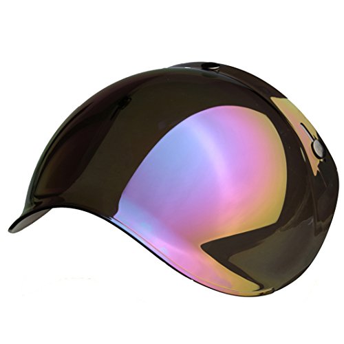 Bubble - Visera burbuja universal, con 3 botones, para casco jet, homologada, compatible con cascos Biltwell, Bell, DMD, Bandit, Yam, AFX, Nolan, AGV MULTI TAGLIA Arcobaleno