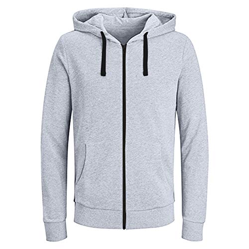 MODSGUE Sudadera de moda para hombre con capucha con cremallera casual con costuras fijas, cadena de dibujo quad hombre, gris, XXL