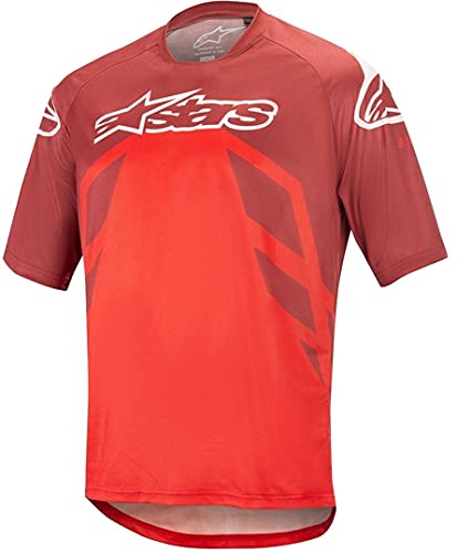 Alpinestars Camiseta Racer V2 SS, Borgoña Rojo Brillante Blanco, L para Hombre