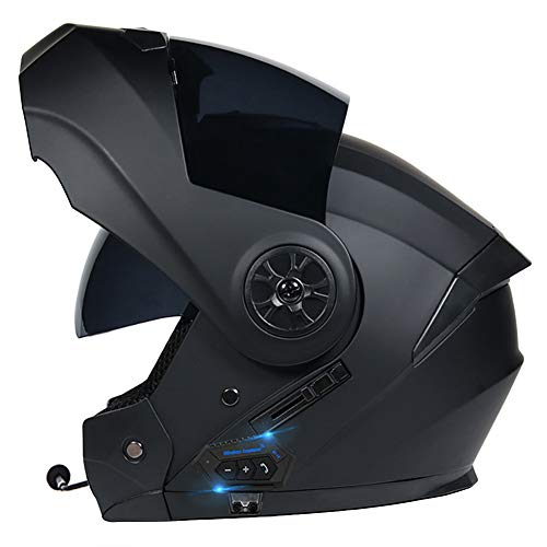 Casco de Moto Modular con Doble Anti Niebla Visera, Bluetooth Integrado Cascos de Motocicleta ECE Homologado a Prueba de Viento para Adultos Hombres Mujeres 55-62CM