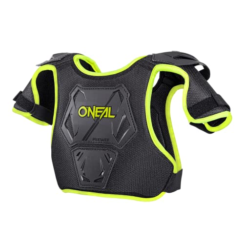 O'Neal | Protector de Pecho | Niños | Enduro | Fácilmente Ajustable, Moldeado en plástico inyectado para Mayor protección, Edades 4-9 | Protector de Pecho Pee Wee | Negro Amarillo Neón | Talla XS/S