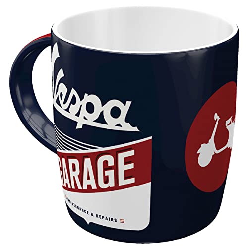 Nostalgic-Art Taza de café retro, Vespa – Garage – Idea de regalo para los aficionados a las scooters, Diseño vintage, cerámica, 330 ml