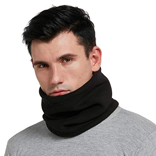 HGDGears Braga Cuello para Hombre y Mujer Invierno Bufanda Tubular Calentador de Cuello Pasamontañas Ciclismo Moto Forro Polar Thermico Windstopper Invierno Snood (Negro)