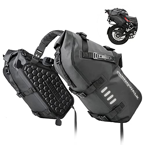 Rhinowalk Bolsa de sillín de motocicleta impermeable de 28 l (14 x 2) alforjas de motor, bolsas laterales, bolsa de alforja, accesorio de motocicleta