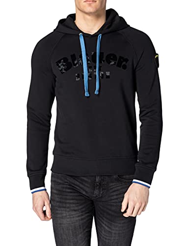 Blauer Felpa Chiusa Cappuccio Sudadera con Capucha, 999 Nero, XL para Hombre