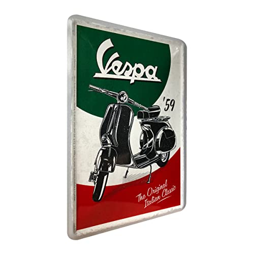 Nostalgic-Art Retro Grußkarte Vespa Italian Classic, Idea de Regalo para los Amantes de los Scooters, Postal, Mini Placa de Chapa de Estilo Vintage, 10 x 14 cm