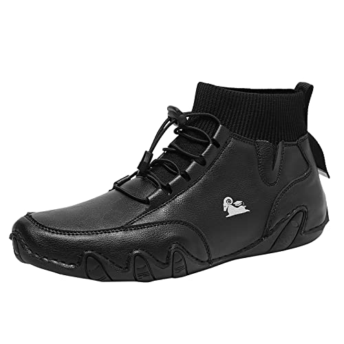 Gsheocm Zapatos elegantes para hombre de verano, zapatos de hombre, zapatos altos de encaje, zapatos deportivos para hombre, talla grande, botas angulares compatibles con moto, para hombre, B negro.,