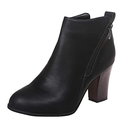 Dasongff Botas de vaquero para mujer – Botas indias con flecos para mujer, botas de plataforma gótica, botas de caballero, color negro, botas de tacón alto, botas de invierno baratas Chelsea, Negro ,