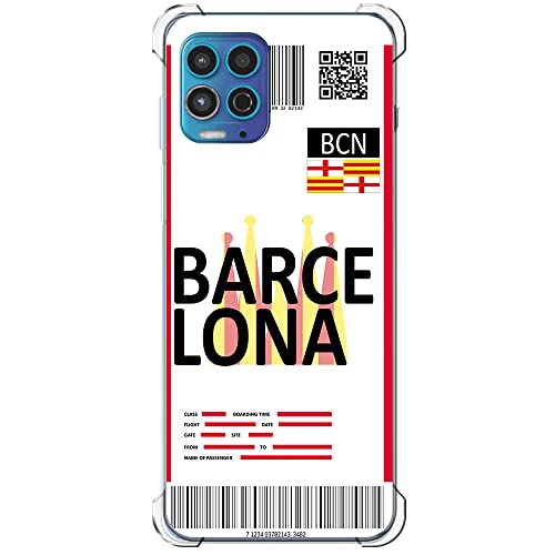 Movilshop Funda Antigolpes para Motorola Moto G100 Billete de Avión [ Barcelona ] Esquina Reforzada Silicona 1.5mm de Grosor Flexible Transparente Bumper Gel TPU