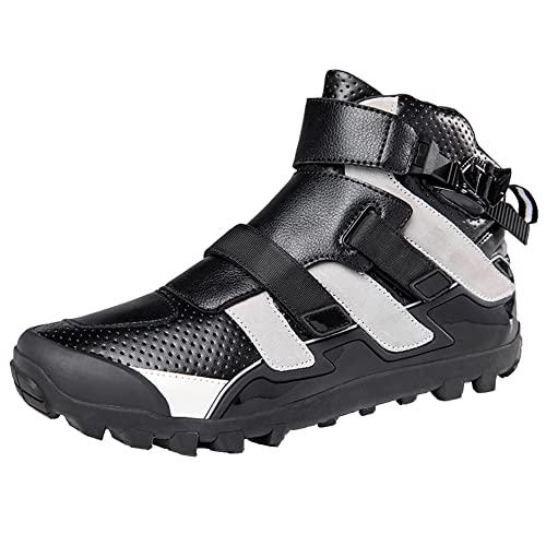 Botas De Moto para Hombre Rider Zapatos De Moto Road Touring Botines Exterior Casual Antideslizante De Talla Grande,Negro,46 EU