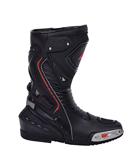 Botas de moto para hombre, deportivas, de piel, estables,protectores reforzados integrados, con protección en los tobillos, ergonómicas, botas moteras, biker, motorista - 42