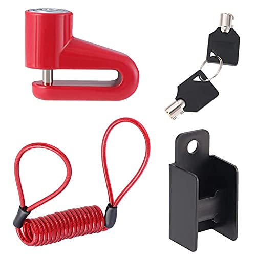 Bloqueo Freno Disco Antirrobo, Bloqueo Freno Disco de Scooter, Bloqueo de Freno Disco Rojo, con Cuerda de Recordatorio, para Moto, Vehículos Eléctricos, Bicicleta