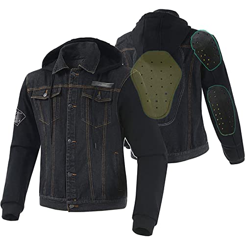 YLFC Chaqueta Moto Hombre con Protecciones 4 Estaciones Estilo Retro Cazadora de Motocicleta Armadura Removible y Sombrero Chaquetas Ropa De Protección De Cuerpo Completo (Color : A, Size : L)