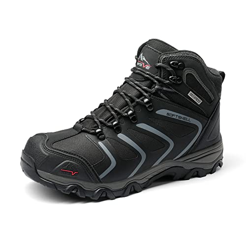 NORTIV 8 Botas de Montaña Zapatos de Senderismo Hombres Zapatillas Trekking Impermeables Ligeros al Aire Libre Negro Oscuro 160448_M-E Talla 48 (EUR)