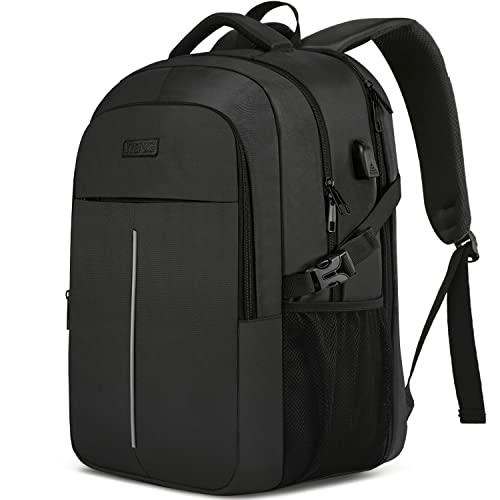 Mochila Hombre Portatil Impermeable para Ordenador Portatil 17.3 Pulgadas, Escolares Bolso de Escuela Adolescente con Puerto USB Antirrobo,para Mujer para Viaje Diario - Negro