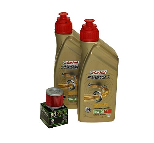 Cambio de aceite Set 2 litros Castrol SAE 10 W de 40 Power 1 4t Incluye Filtro de aceite HiFlo hf131 para Suzuki, Kreidler, Sachs, Hyosung GA 125, RT 125, GT 250