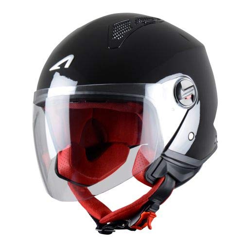 Astone Helmets - MINIJET monocolor - Casque jet - Casque jet urbain - Casque moto et scooter compact - Coque en polycarbonate - Black Gloss M