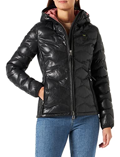 Blauer Piel Capo Hombro Acolchado Chaqueta de Cuero, 999 Negro, XXL para Mujer