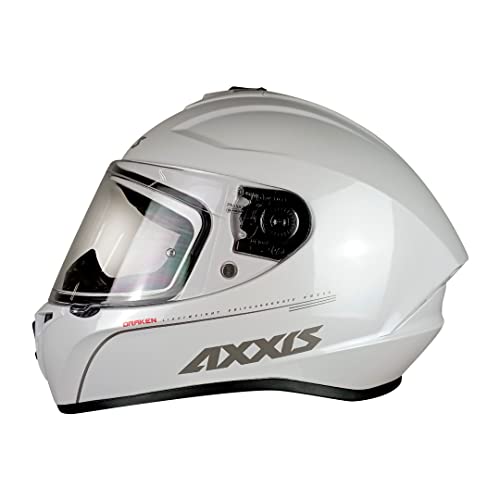 AXXIS Casco Moto Integral Pantalla Transparente FF112C DRAKEN Solid V.2 A010 Blanco Perla HOMOLOGADO (L)