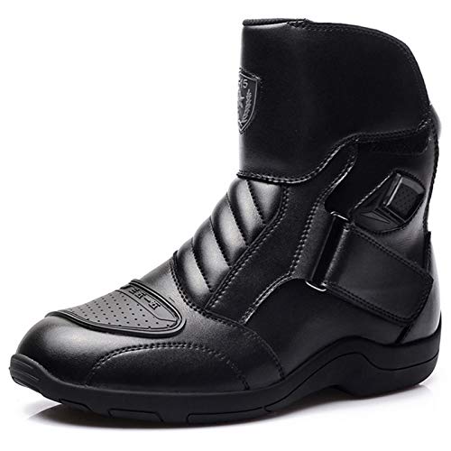 Botas Moto Impermeables Hombre Bota Deportiva de Cuero Trabajo Pesado de Motocross en Carretera Zapatos de Tobillo Largos Protectores contra choques Calzado Carreras Antideslizante