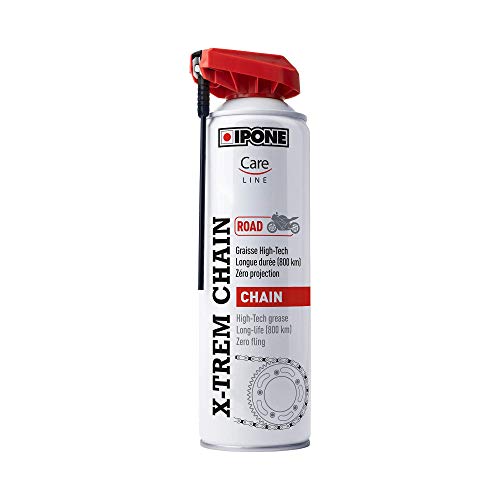 IPONE - Grasa de Cadena para Moto Carretera X-Trem Chain Road - Larga duración 800 km - Pulverización precisa sin Salpicaduras - Bote de espray con difusor multiposición 500 ml