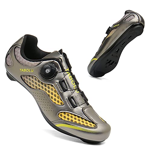 Zapatillas de ciclismo para mujeres hombres,zapatillas de ciclismo SPD para carretera,zapatillas de ciclismo con cordones compatibles con SPD Look Delta,zapatillas de ciclismo,Yellow-9UK=(265mm)=43EU