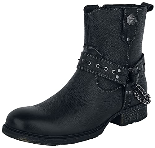 Rock Rebel by EMP Hombre Botas Moteras Negras con Correas y Cadenas EU43