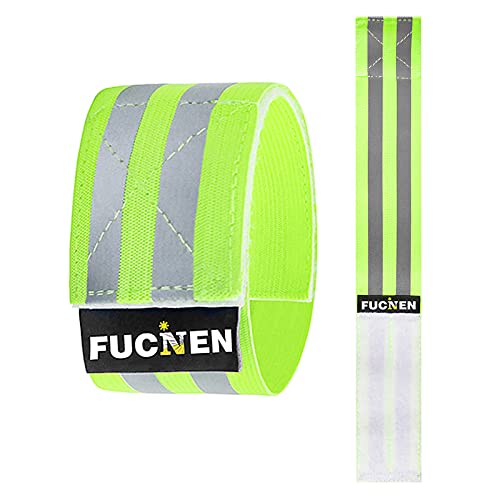 FUCNEN 2 brazaletes Reflectantes de Alta Visibilidad para Corredores, portátil Reflector Reflectante para Correr Ciclismo Caminar Correr, Alta Visibilidad Juego de Bandas de Seguridad para la Noche