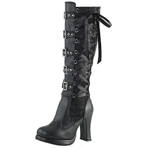 Zapatos Fashion Cross Arcos Gothic Boots Cosplay kneeth Plataforma Cuero Atado Botas de Mujeres Botas A La Rodilla