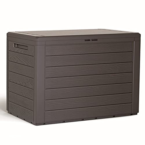 Prosperplast Baul de Jardin 190 litros Woodebox de plastico en Color Ocre Oscuro 78 x 43,3 x 55 cm