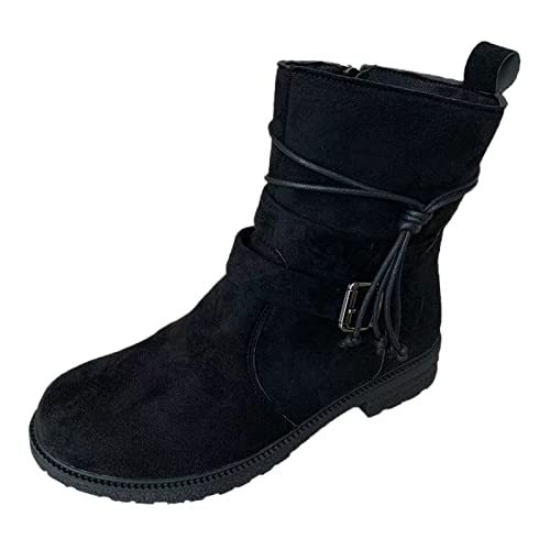 Dasongff Botines Mujer Tacón Cuadrado Botines Tacones CuentesS Mujer Botas Cortas Caballeros Mollet Ancho Botas Tacón Alto Plataforma Mujeres Botas Moto Botas Cowboy Botas Chelsea Beige, Negro , 39