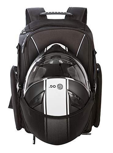 OG Original Mochila Moto GO Negra Impermeable 20L, Bolsa Porta-Cascos Motorista, Correa Casco, Ciclismo, Hombre, Portátil, Reflectante, Bolsillo Antirrobo