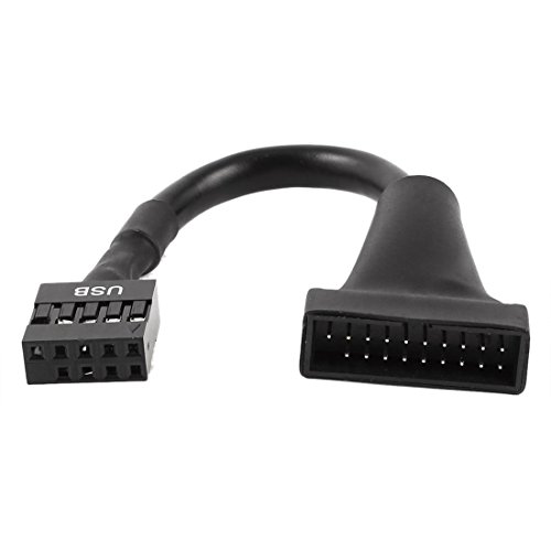 TOOGOO(R) Negro USB 2.0 9 Pin Hembra a USB 3.0 20 Pin Macho Cable Adaptador Conector