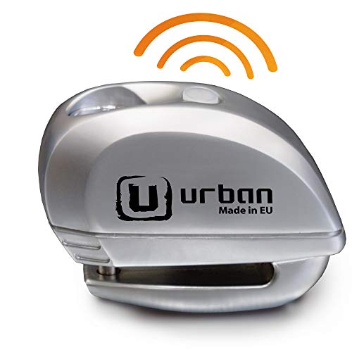 URBAN UR22 Candado Moto Disco Alarma 120db ON/OFF, Warning Avisador, Módulo Remplazable Impermeable, Pila Litio, Universal Motos Scooters Bicicletas Patinetes, Antirrobo Pinza Disco Freno