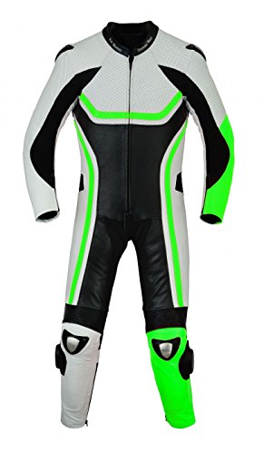 German Wear Greenbrook Ender Einteiler Moto combinado Moto piel combinado de piel de vacuno Echtleder Combi verde, tamaño: 54